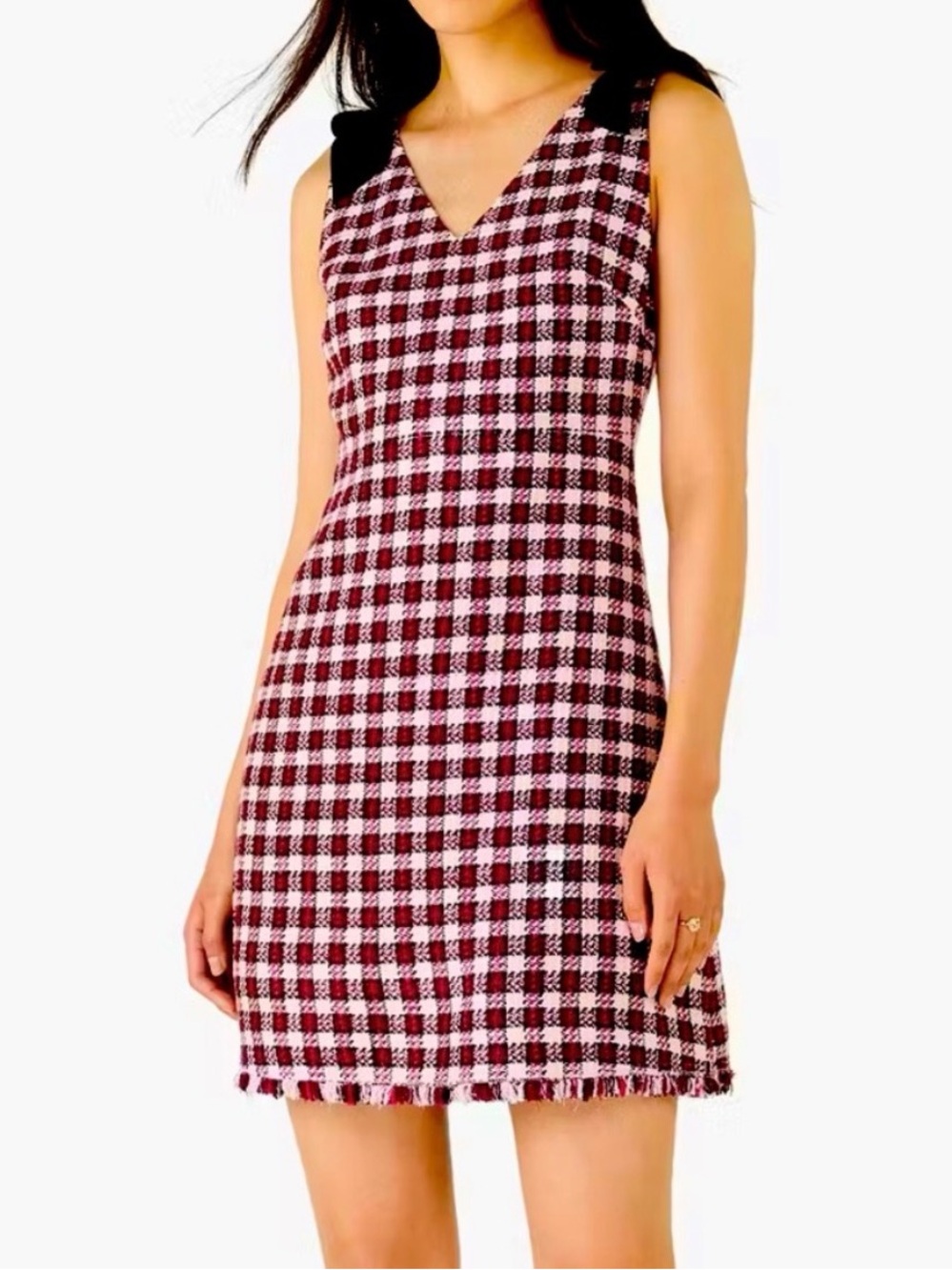 Kate Spade Pink Tweed V-Neck Sheath Dress